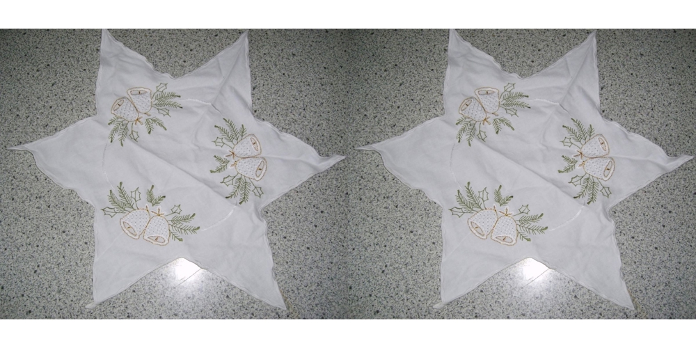 TWG Weihnachtsdecke Deckchen klein 2Stk 40cm Sternform weiß Baumwolle Platzdeckchen einwandfrei erh