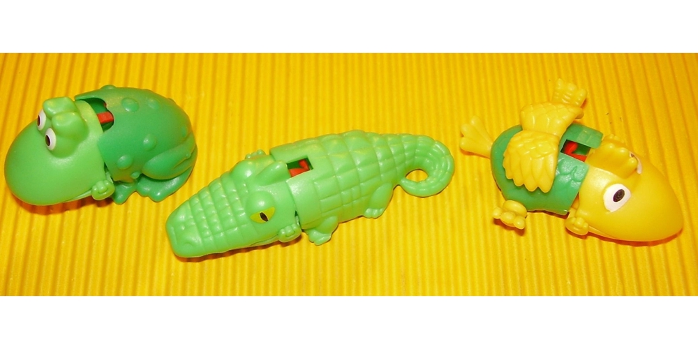 Ü-Ei 809 2002 Tier Clips 3 Figuren Krokodil Frosch Vogel gebraucht gut erhalten Ferrero Kinder Figur