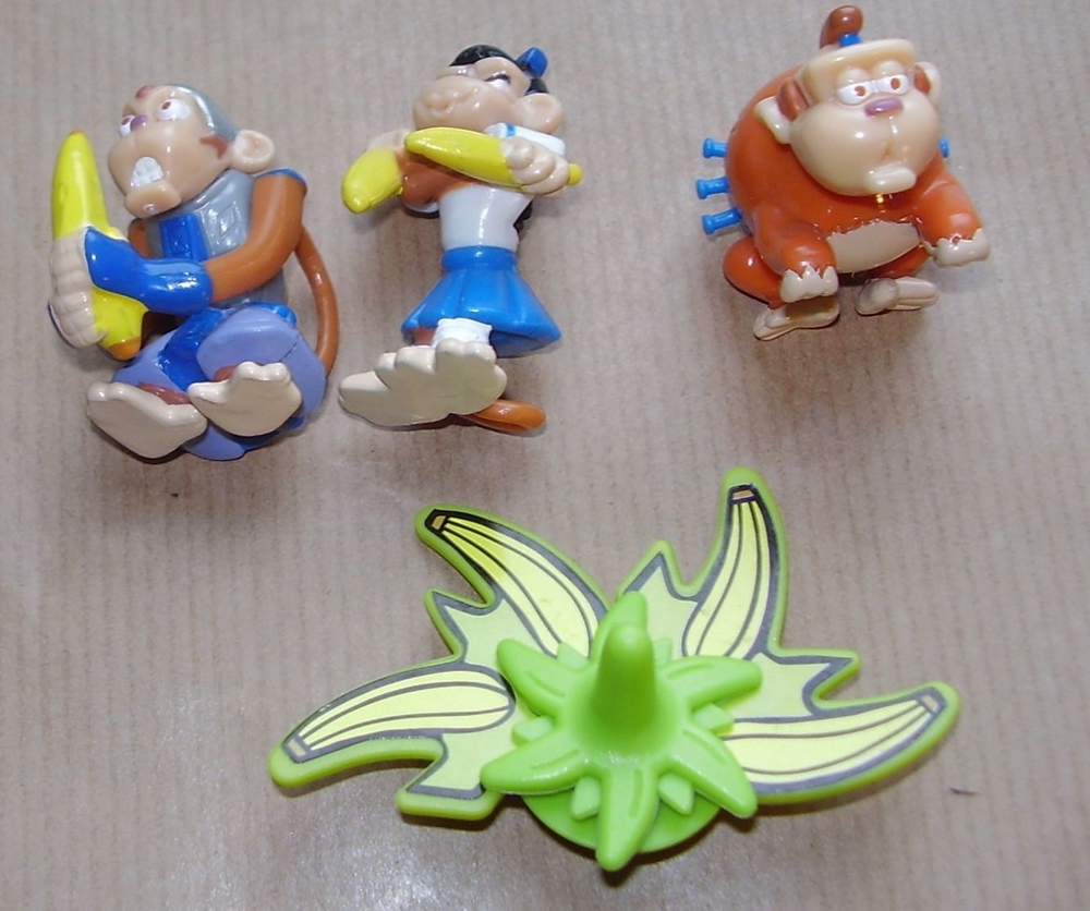 Ü-Ei 239 2006 Schim Banzai Zoff im Affenstall 3 Figuren 1 Bananenkreisel gut erhalten Ferrero Figur