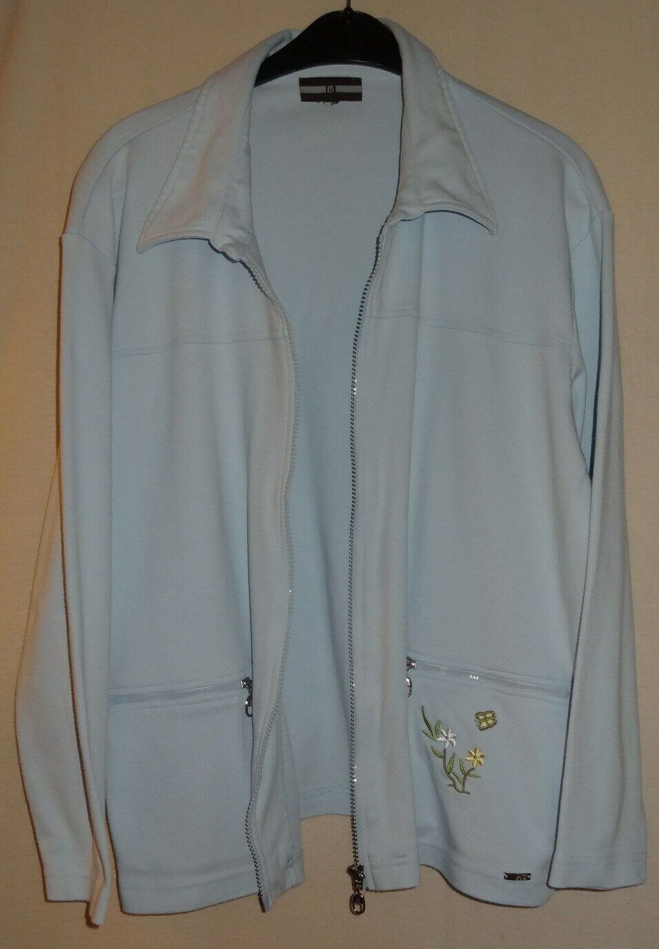 KL HS Weste Jacke Gr 46 hellblau Jersey 60Baumwolle 40 Polyester Reisverschluss Damen Jäckchen