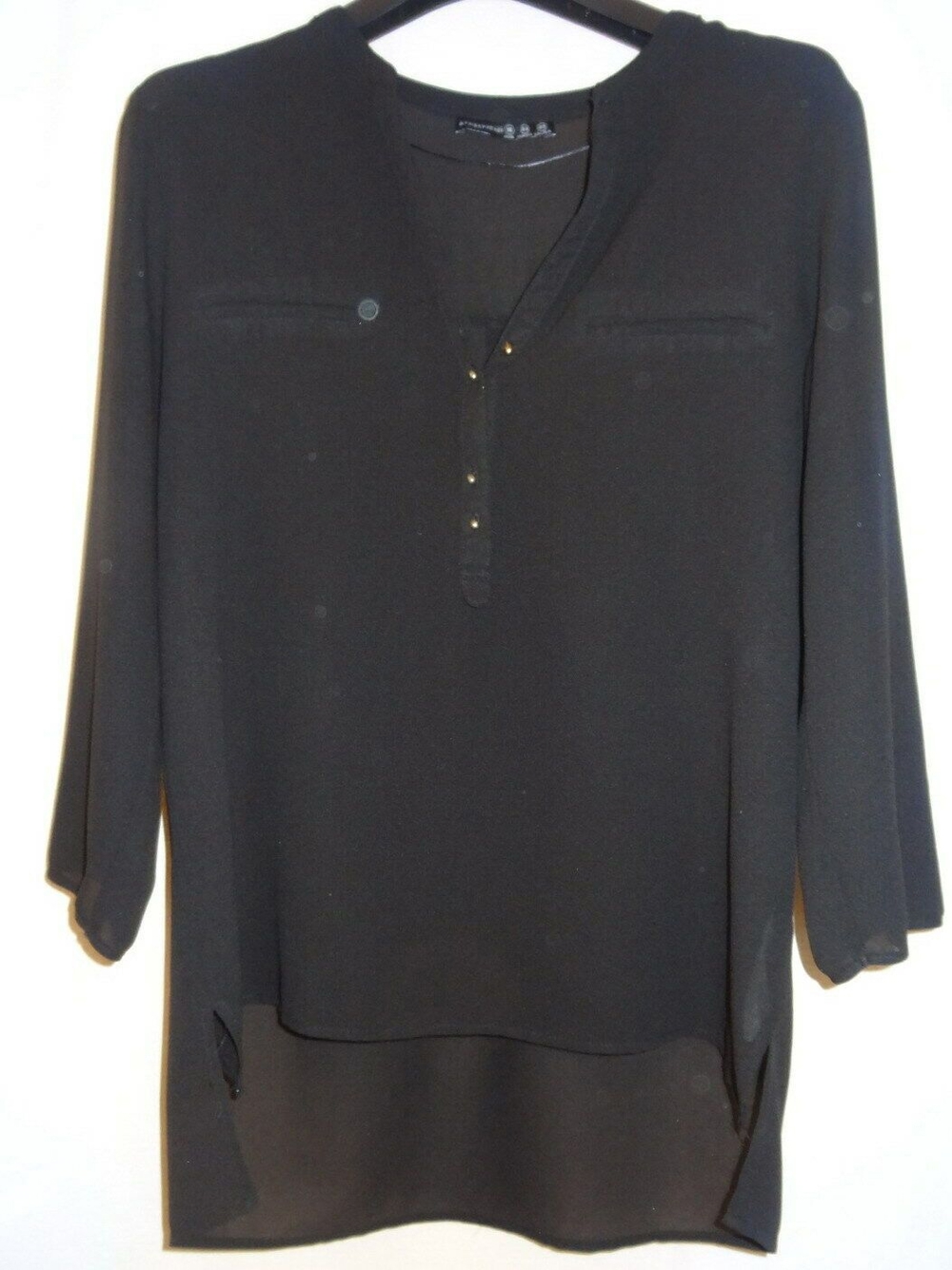 KT Atmospere Bluse GR. 42 Tunika schwarz durchsichtig 100Polyester kaum getragen Damen Kleidung