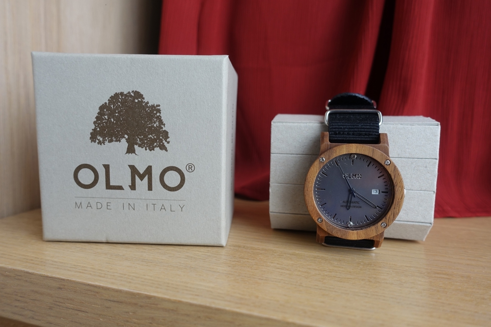 Uhr Automatik Armbanduhr OLMO braun Holz ital. Design mit Ovp.