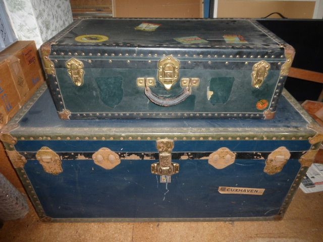 Set Überseekiste und Koffer ca. 1950