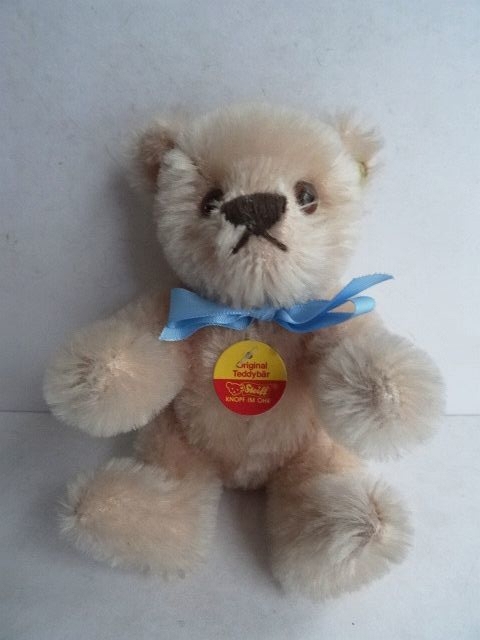 Steiff Original Teddybär, Teddy rosé, Mohair, 15 cm hoch