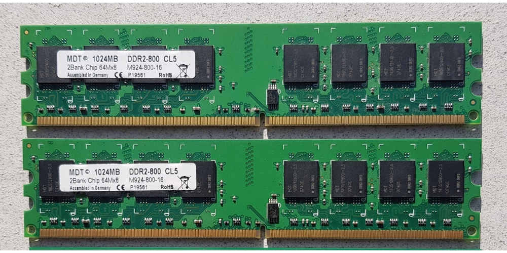 MDT Arbeitsspeicher RAM 2x1GB DDR2 800 CL5