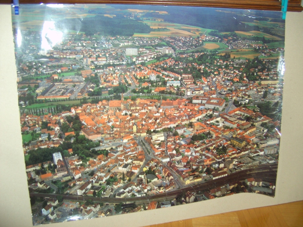 Luftbild-Aufnahme der Stadt Ansbach von 1987 als Poster 60 x 80 cm