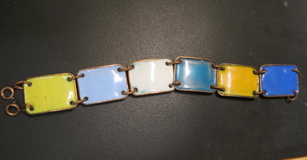 Gliederarmband Kupfer emailliert 60-70er Jahre Original