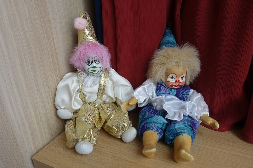 Clown Harlekin 2-er Set Dekoration Puppen Sammler neu und unbenutzt