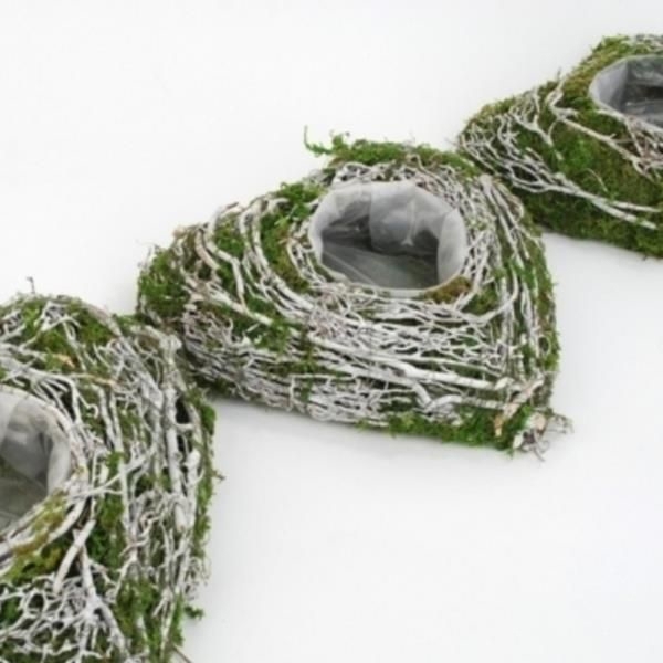 Pflanzherz Grabschale Herzform zum bepflanzen Natur aus Reisig und Moos