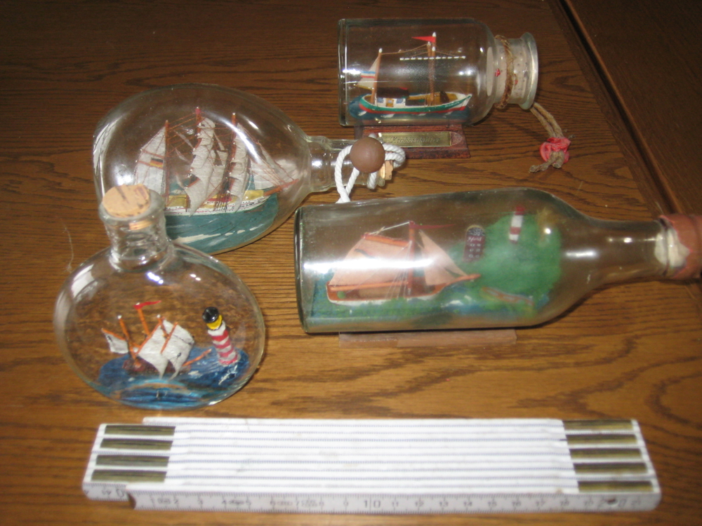 Buddelschiff-Sammlung (4 Stück)