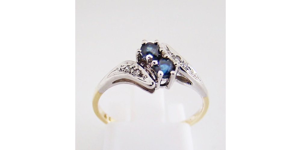 Ring Gold 585er / 14 kt Diamant Saphir bicolor Goldschmuck