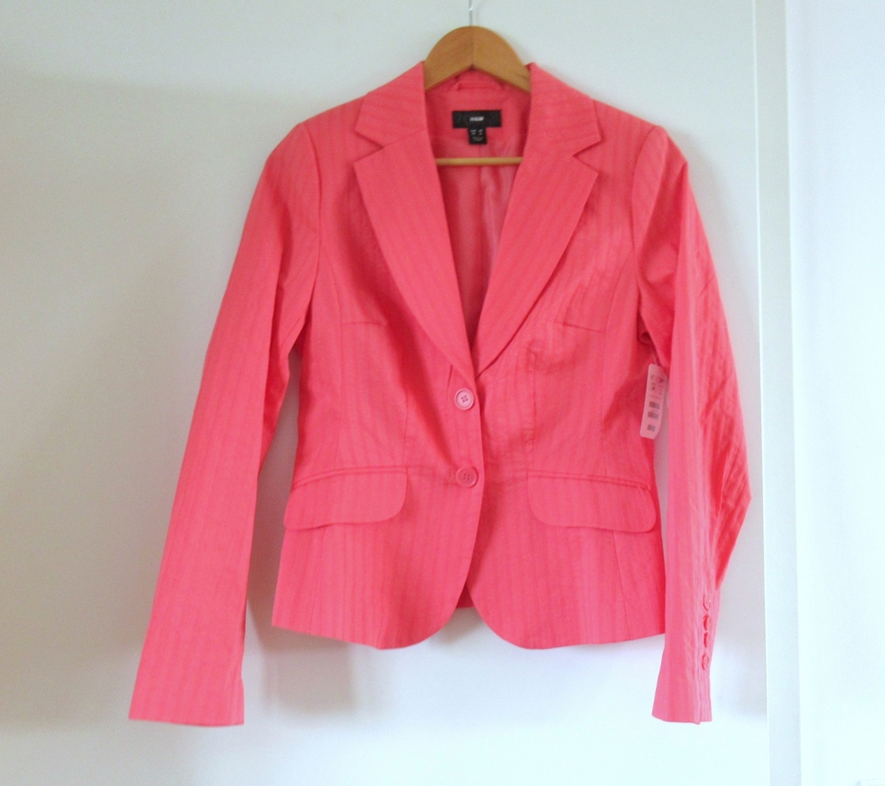 NEUER dezent gestreifter lachsfarbener BLazer Stretch Größe 38