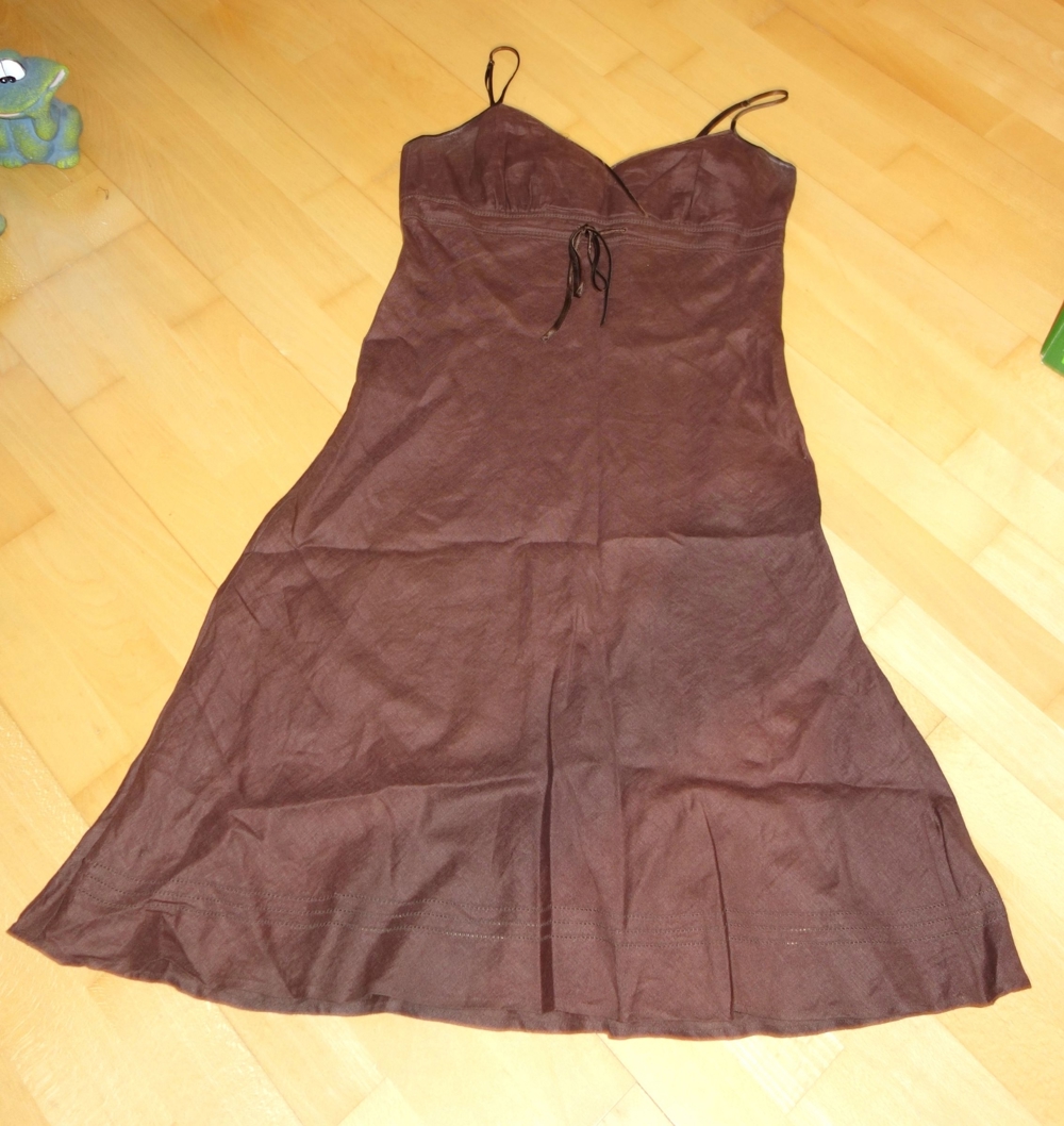 braunes Leinenkleid Trägerkleid Größe 40   42