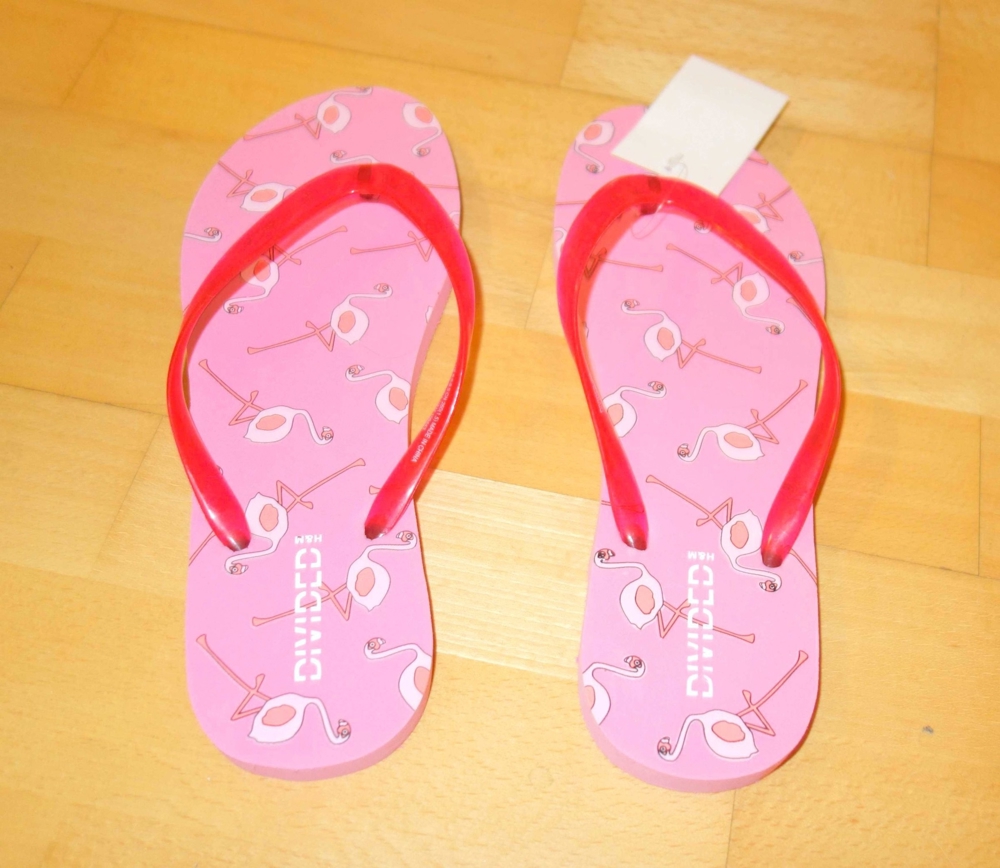 NEU rosa Flip-flops mit Flamingos drauf größe 40 41
