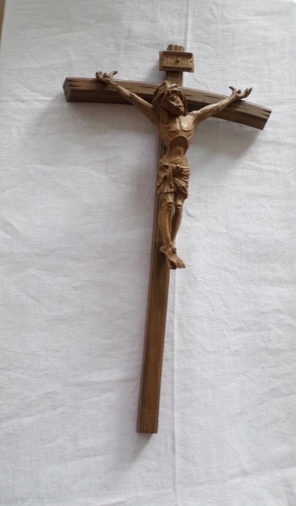 Holzkreuz Kruzifix denke Barockstil geschnitzt beschädigt