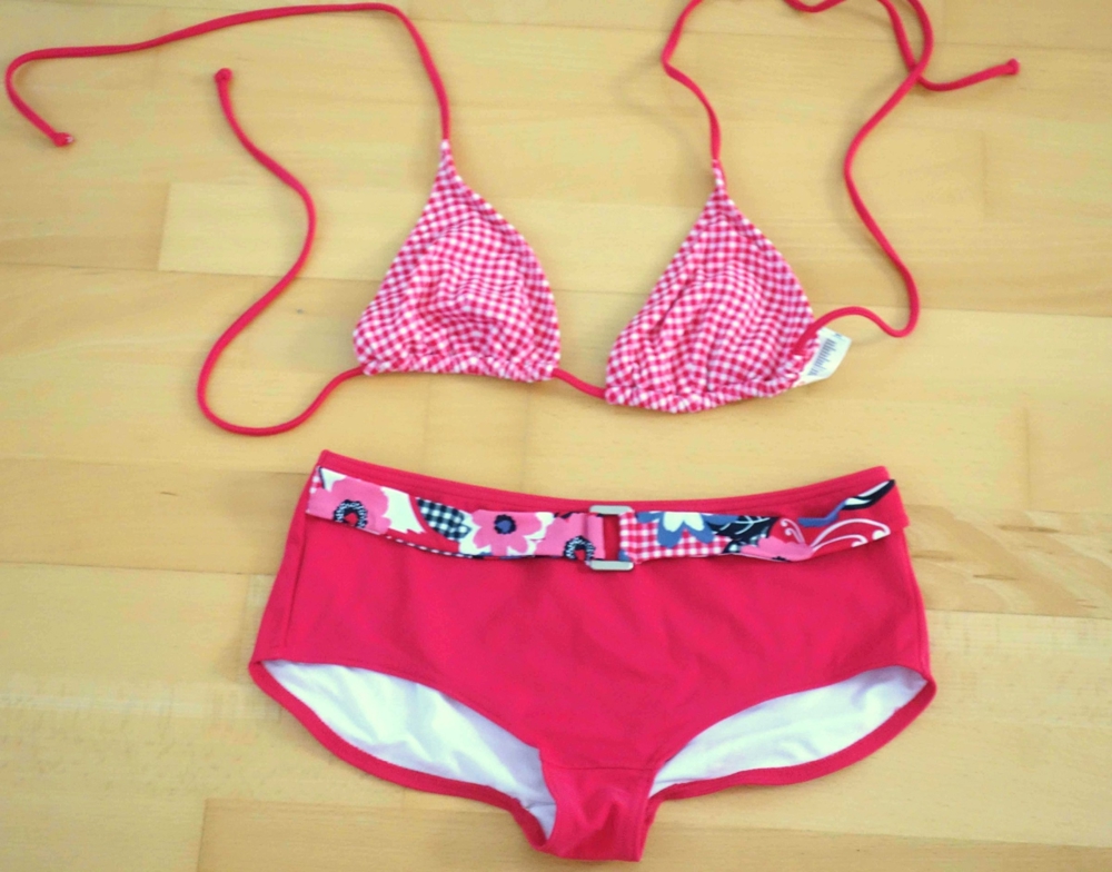 NEU / toller pinker Bikini kariertes Oberteil 36 38 von etirel