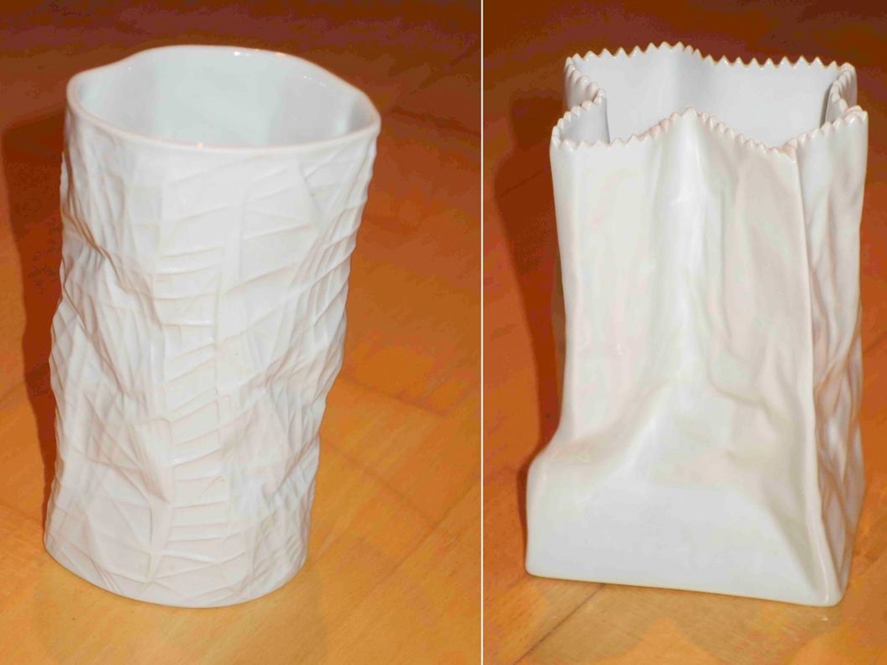 Rosenthal Tütenvase weiß 15 cm und rundovale Vase 16 cm Je 46 EUR