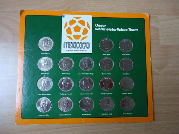 Sammelmünzen Fußball WM 1970 Mexico
