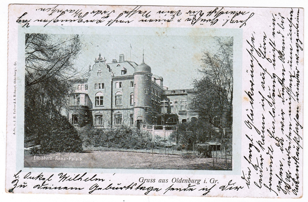 AK Elisabeth- Anna-Palais, Oldenburg i. Gr. anno 1904, no PayPal