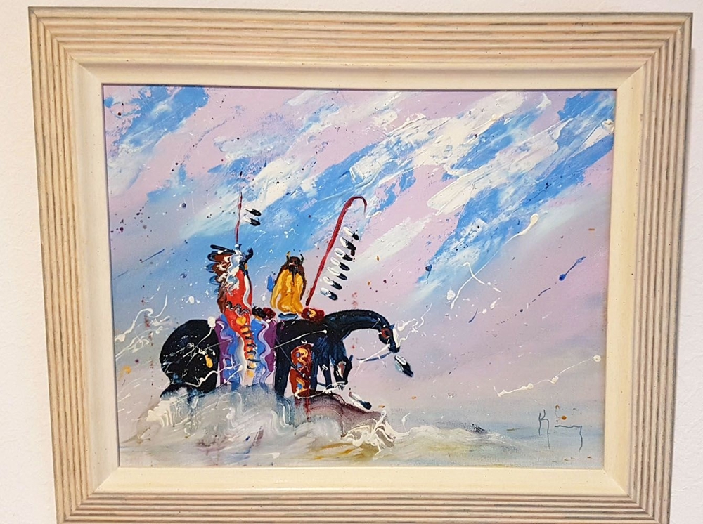 Long Ride Ahead Ölgemälde Indianer Pferd Hengst Tribal Art Häuptling USA Nordamerika