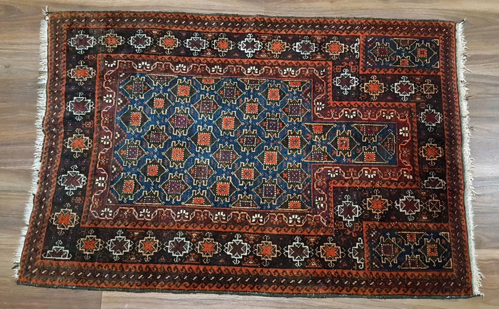 Antik Gebetsteppich Orient Kaukasus Teppich Wolle Braun Rot Merhab