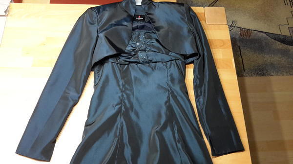 Festliches Kleid mit Bolero Gr. 170 dunkelblau