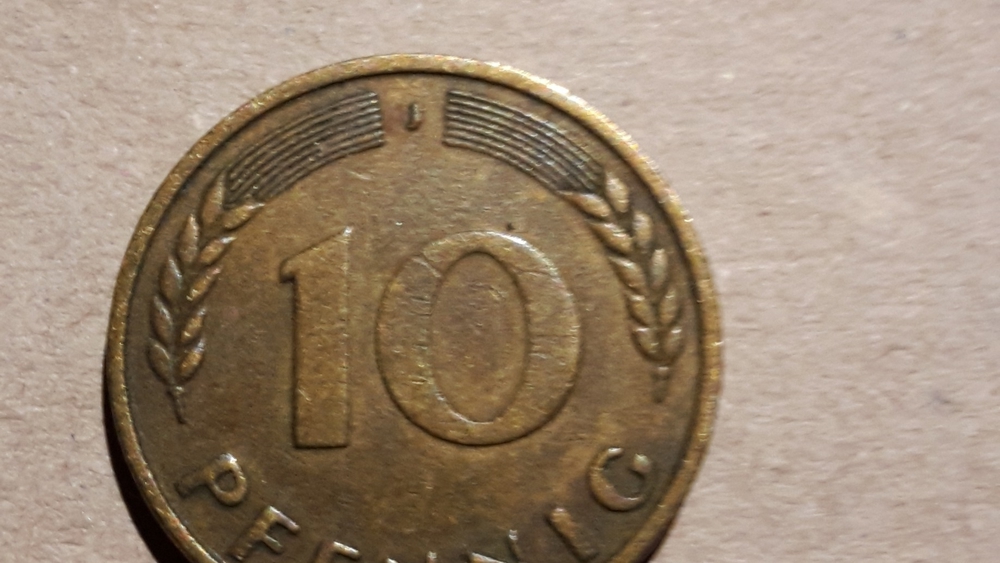 10 Pfennig Münze 1950 Prägung J