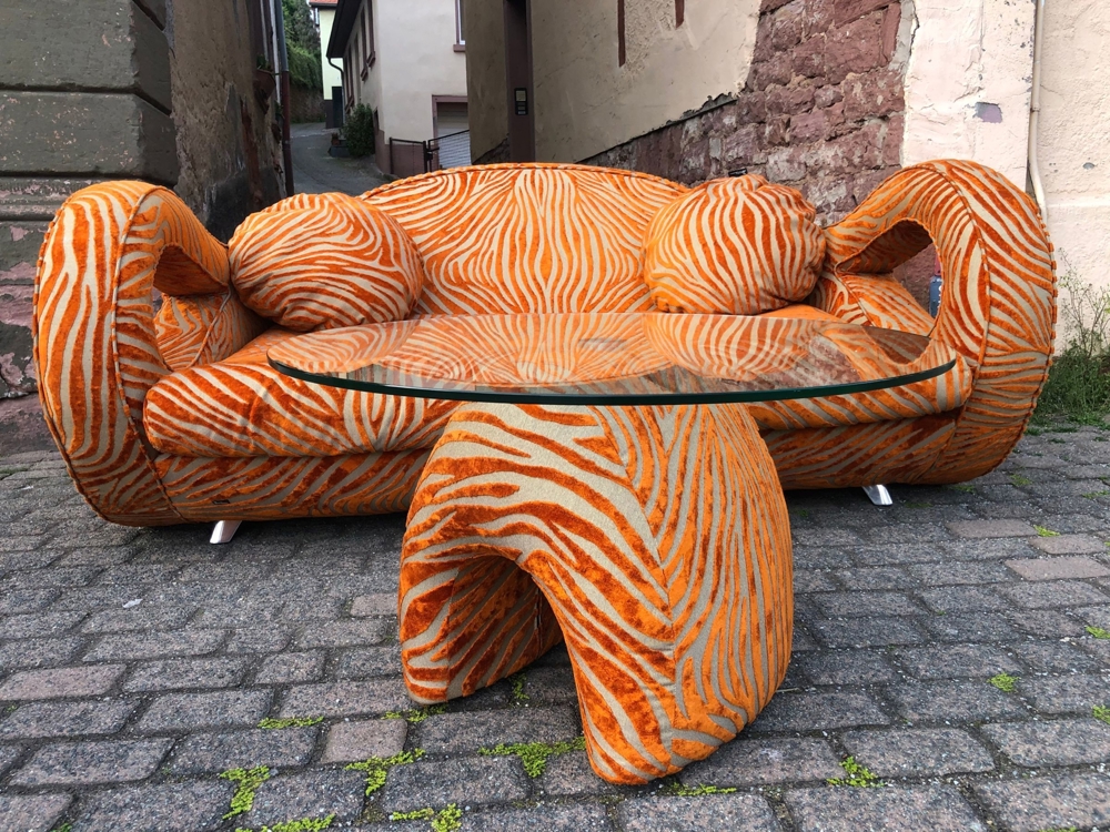 BRETZ Rarität WIE NEU - Sofa Slow Rider Tisch Tangerine-Zebra