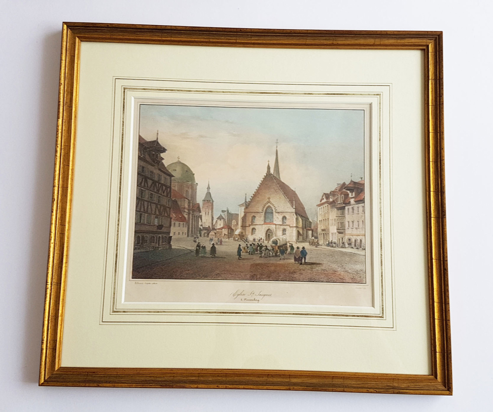 Lithografie Billmark Jacottet 1860 Jakobskirche Nürnberg Altstadt Grafik Nuremberg