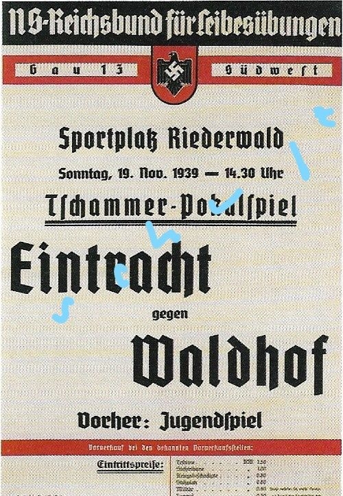 Eintracht Frankfurt -Waldhof Mannheim Pokalspiel 1939 Bild