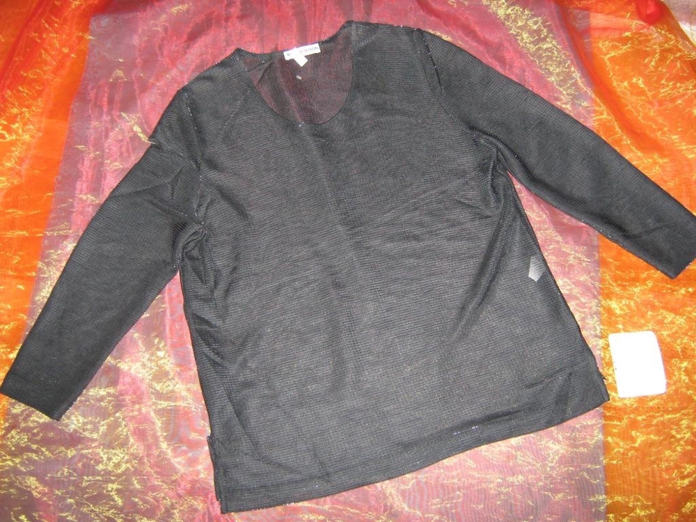 NEU mit Etikett Glitzer T-Shirt Tunika Bluse Mallani Gr. 42-44/ M- L schwarz silber Gothic