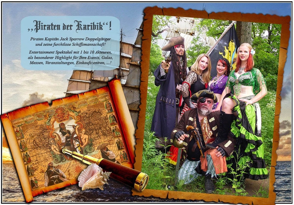 PIRATEN DER KARIBIK! Shows mit Piraten Kapitän Jack Sparrow Doubles Schiffsmannschaft & Meerjungfrau