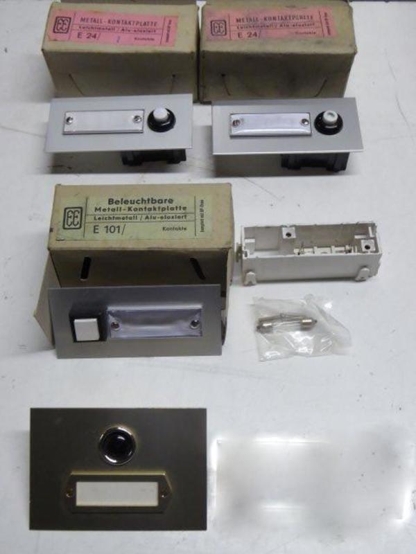 1 Paket Klingeltaster Metall-Kontaktplatten mit Türschild EE E24, E101 beleuchtbar
