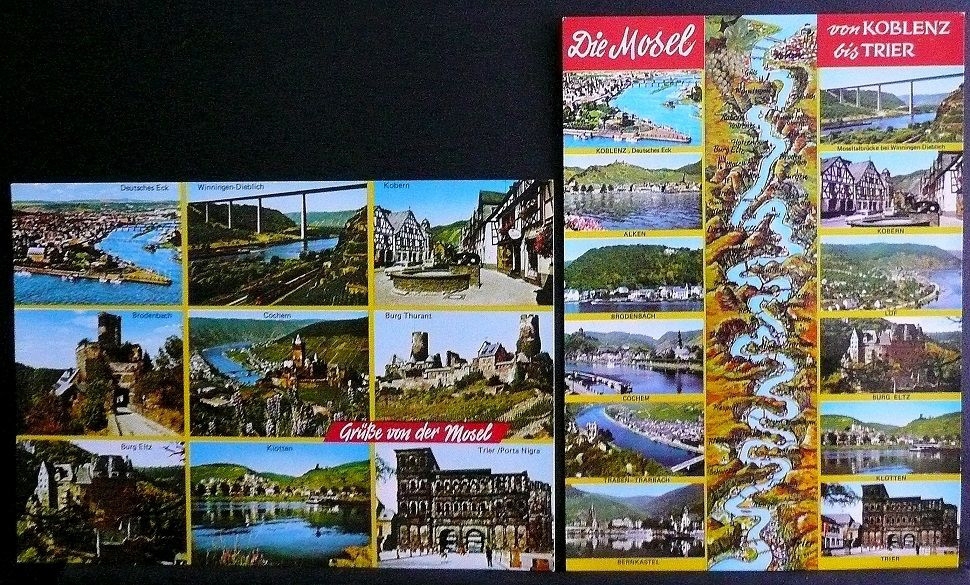 2 alte Postkarten mit Ansichten von der Mosel
