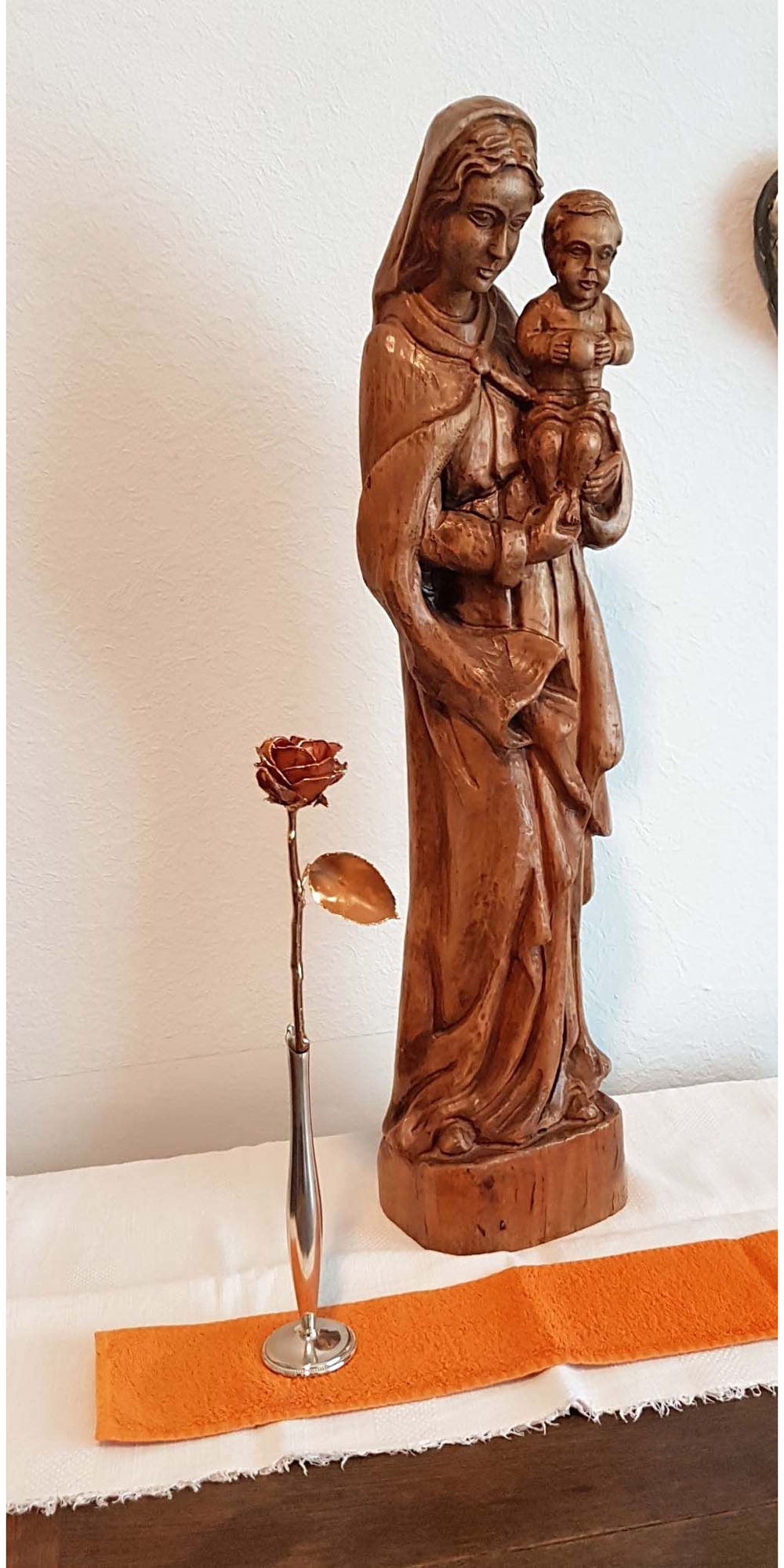 70cm antik Madonna Heilige Maria Mutter Gottes Jesus Kind Holz Statue massiv
