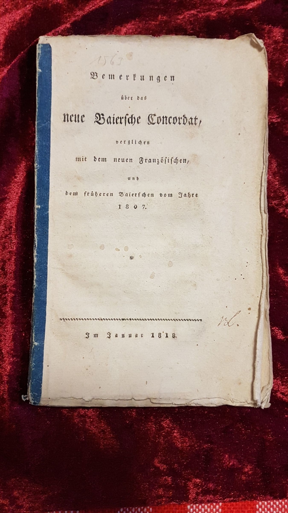 1818 Baiern Königreich Konkordat Buch Papst Pius König Franz Joseph Maximilian