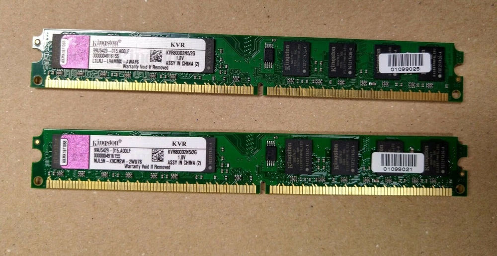 4GB (2x2GB) DDR2-800 Kingston KVR800D2N5/2G PC2-6400 RAM
