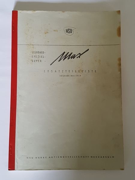 Ersatzteilliste NSU MAX, Mai 1959, Standart/Spezial/Super