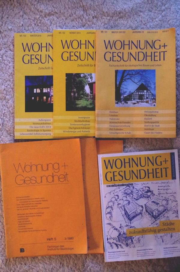 Baubiologische Fachzeitschrift "Wohnung + Gesundheit" , fast vollständig von 1980 bis 2016