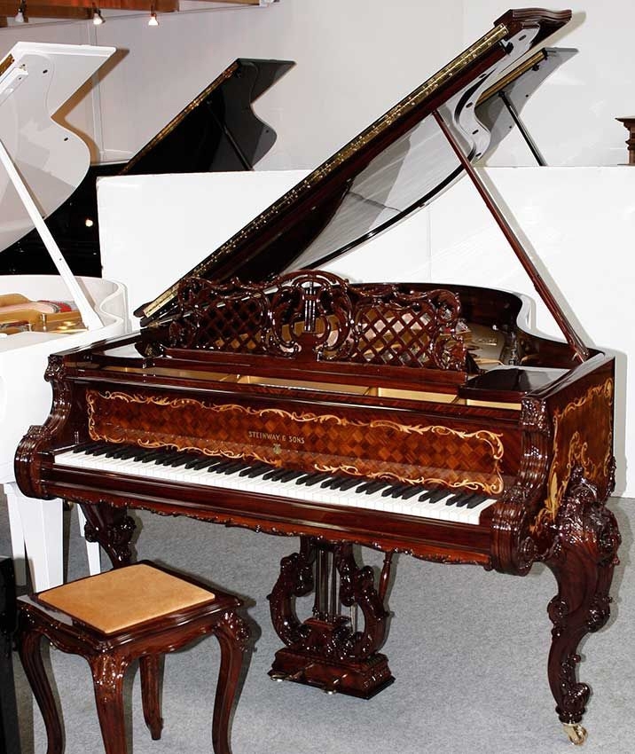 Flügel Klavier Steinway & Sons O-180 Louis XV Palisander Intarsien, 5 Jahre Garantie