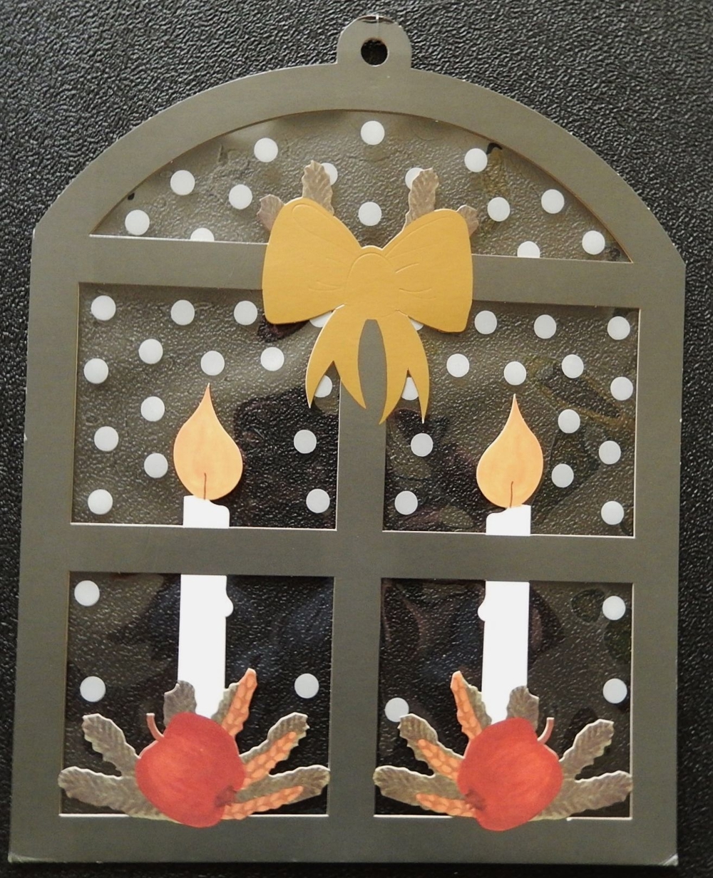 Weihnachts-Fensterdeko - Fenster (Folie) mit Kerzen - 36 cm x 28 cm - Pappe