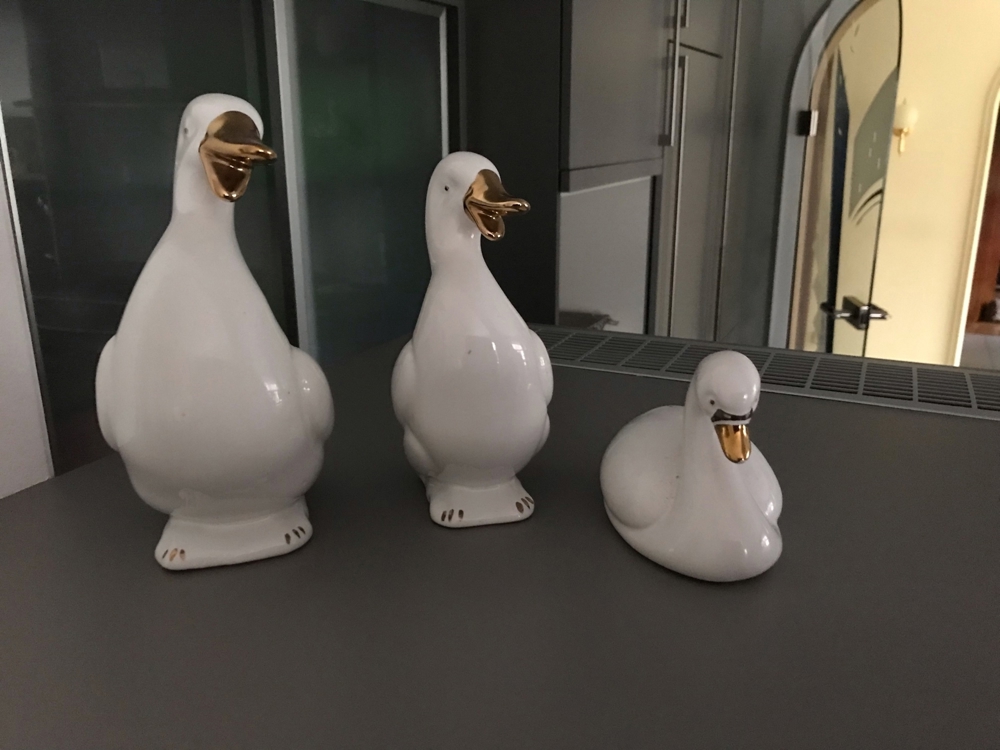 3 weiße Enten im Set