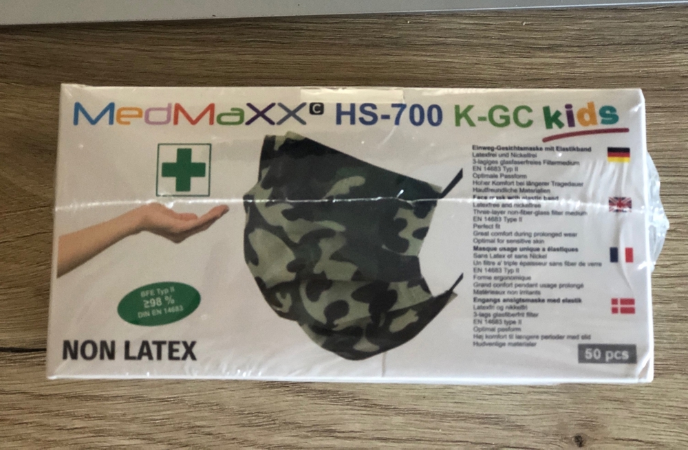MedMaXX HS-700K-GC Kids  3-lagige med. OP Maske Typ II grün camouflage  50 Stk