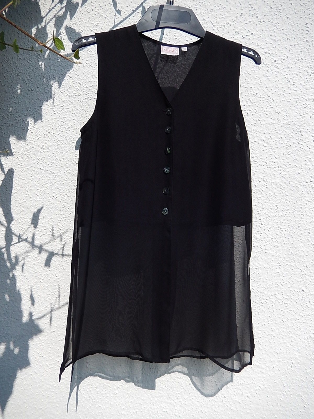 Halbtransparente schwarze Bluse oder leichtes Sommerkleid Gr. 38
