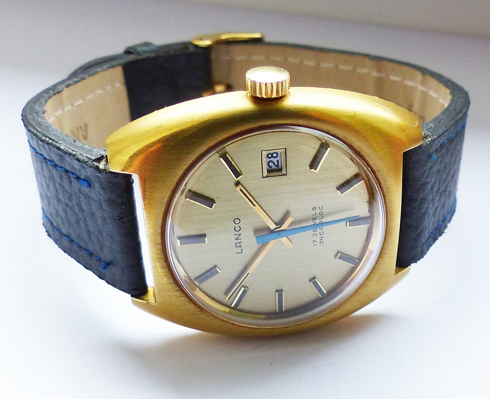 Lanco Swiss Calendar17Jewels Herren Vintage Armbanduhr Top Uhr