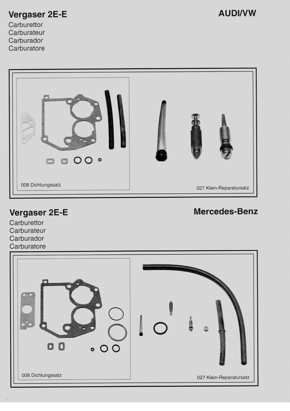 Ersatzteile Solex Vergaser 2E-E Skoda,Opel,Audi/VW,Mercedes-Benz