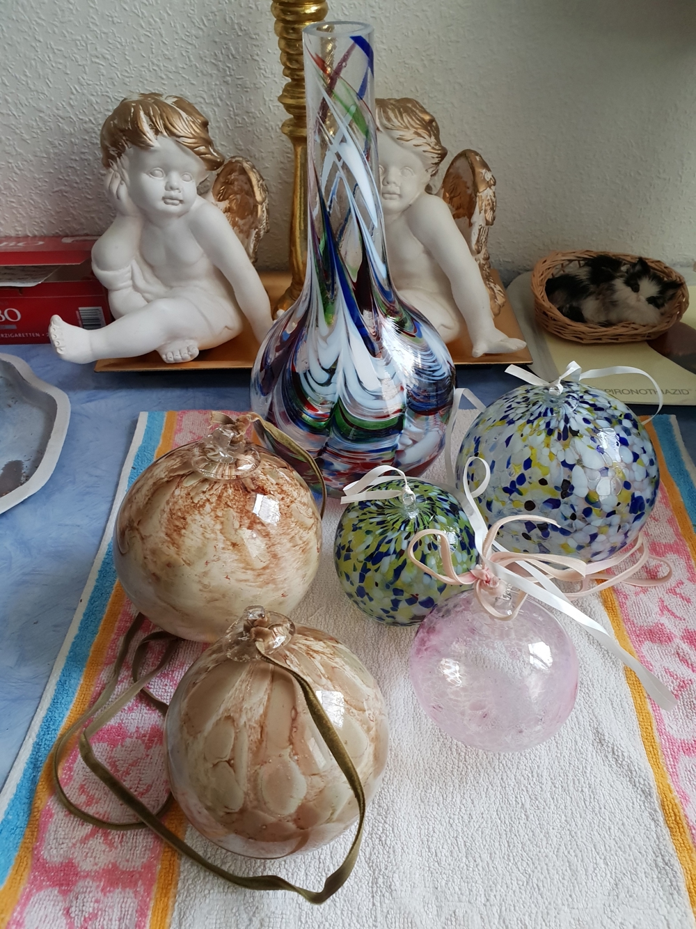 Glaskugeln, Glas Vase.