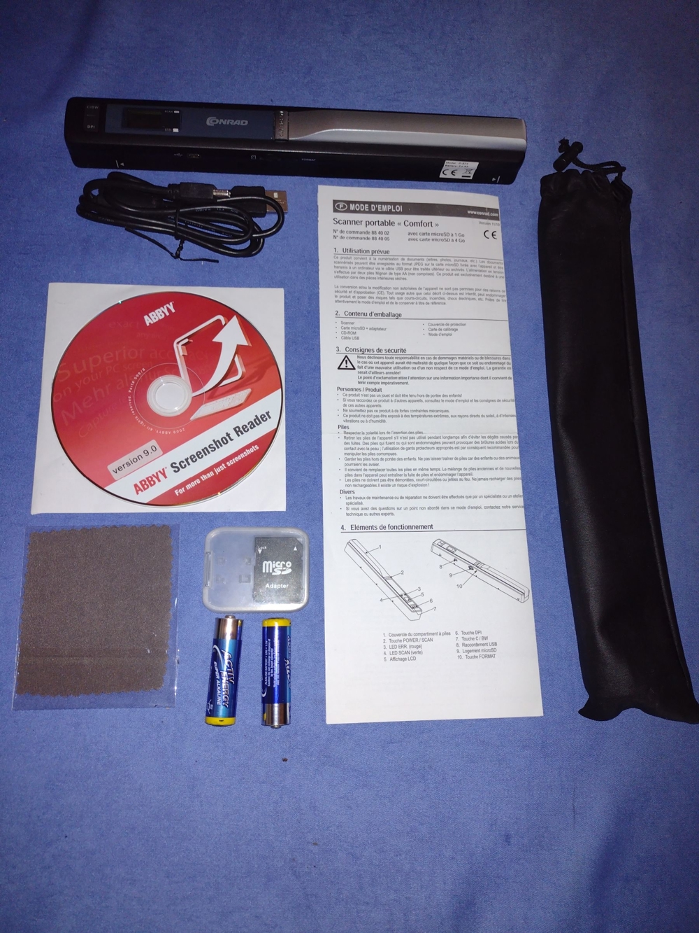 Hand scanner P-573. Tragbarer, Mobiler Hand-Dokumenten Scanner, mit Mikro SD Card