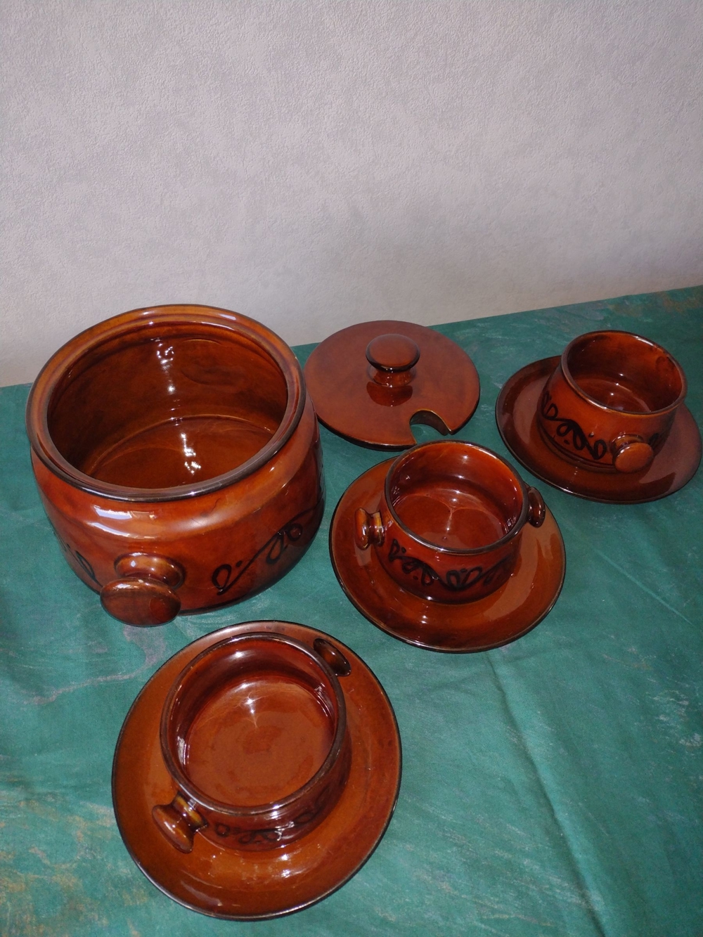 Rumtopfservice -set mit 3 Tassen, 3 Unterteller