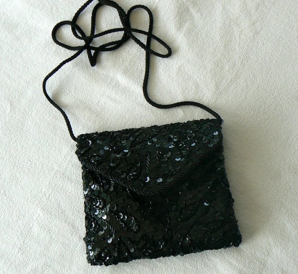 Abendtasche Pailletten schwarz Giovanni Vintage Clutch